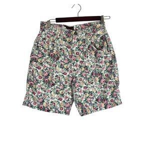 Retro Floral Denim High Waisted Shorts 80s Pink Cottagecore Y2K Mom Feminine 90s